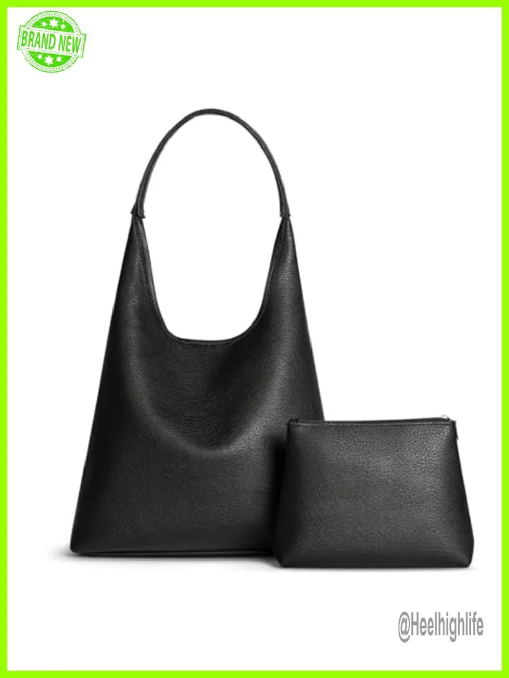 Slouchy Hobo Shoulder Bag Vegan Leather 2-Piece Purse Set Magnetic Closure